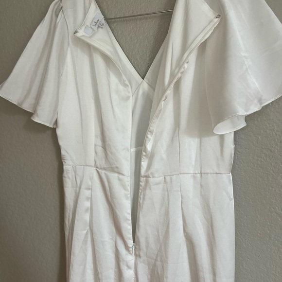 Eternal Bond White Satin Ruffled Flutter Sleeve Maxi Dress - Picture 6 of 10